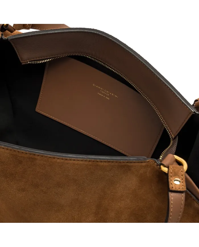 Gianni Chiarini Borsa grande camoscio Bloom Cognac