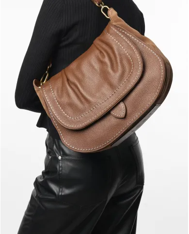 Visona Borsa a tracolla in pelle Sella Testa moro