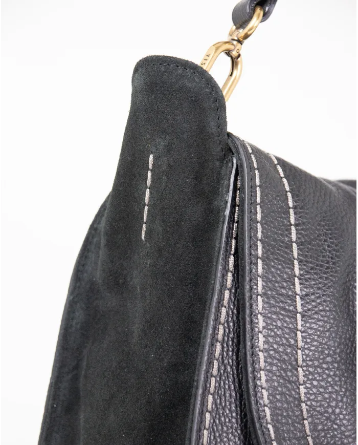 Visona Borsa a tracolla in pelle Sella Nero