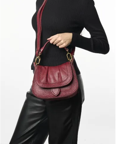 Visona Borsa piccola in pelle Sella Bordeaux