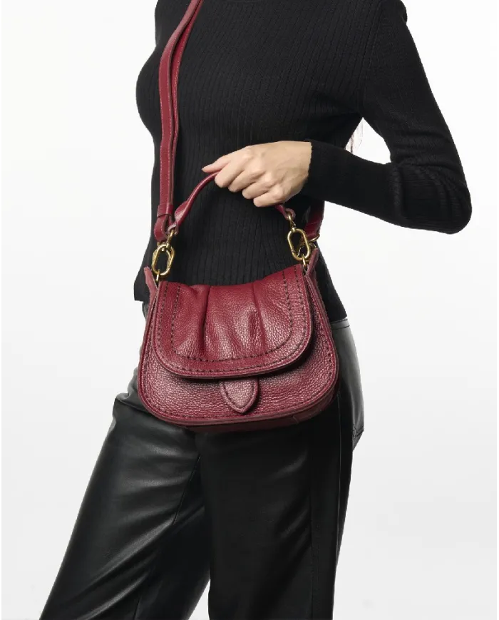 Visona Borsa piccola in pelle Sella Bordeaux Visona Borsa piccola in pelle Sella Bordeaux