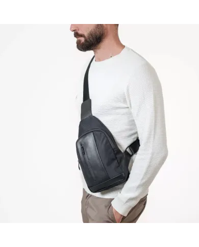 Gianni Conti Monospalla tessuto e pelle Bruno Nero