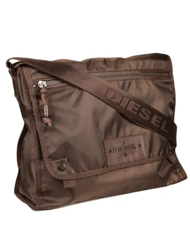 Diesel Cartella messenger in tessuto Testa moro