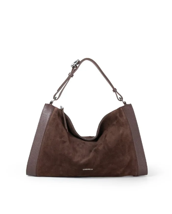 Coccinelle Borsa grande scamosciata Elinor suede Testa moro