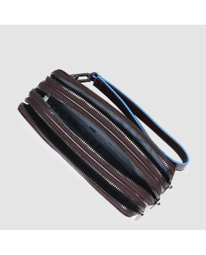 Piquadro Pochette uomo in pelle Mogano