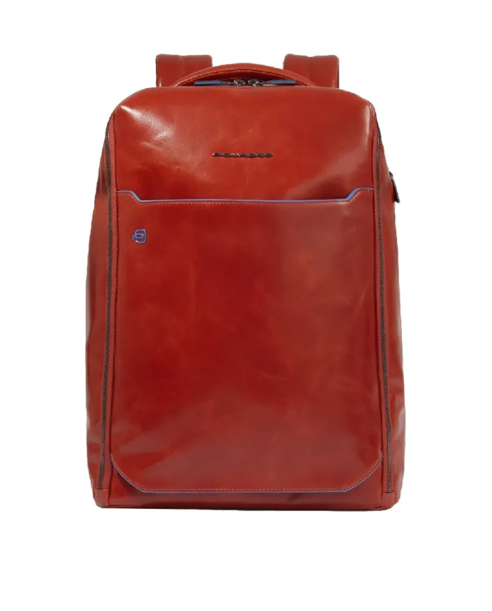 Piquadro Zaino pelle porta pc 15,6 Blue square Arancio