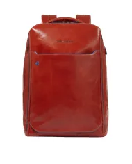Piquadro Zaino pelle porta pc 15,6 Blue square Arancio