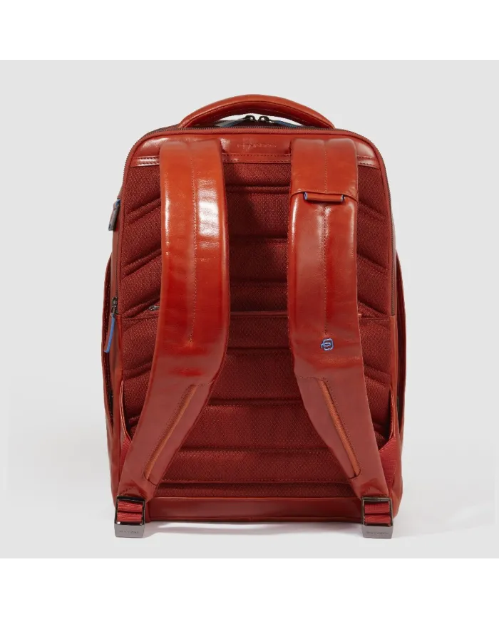 Piquadro Zaino pelle porta pc 15,6 Blue square Arancio