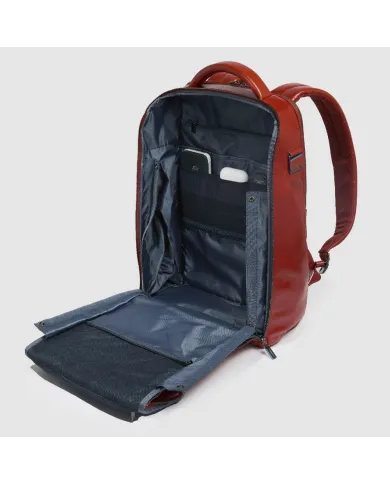 Piquadro Zaino pelle porta pc 15,6 Blue square Arancio