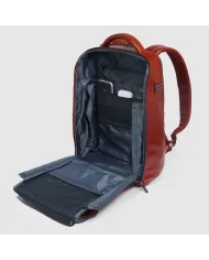 Piquadro Zaino pelle porta pc 15,6 Blue square Arancio