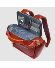 Piquadro Zaino pelle porta pc 15,6 Blue square Arancio
