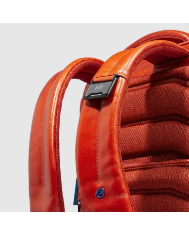 Piquadro Zaino pelle porta pc 15,6 Blue square Arancio