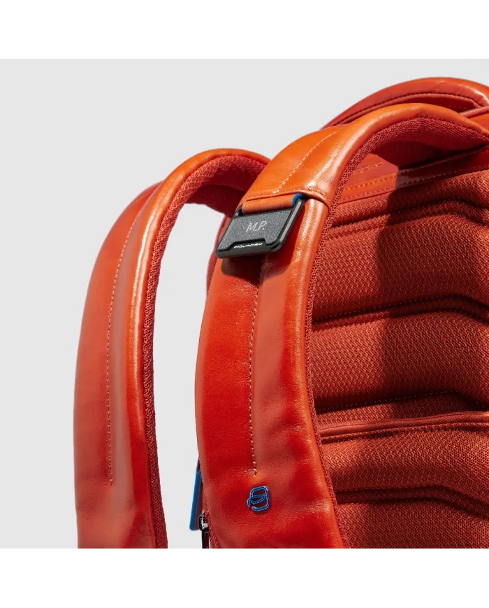 Piquadro Zaino pelle porta pc 15,6 Blue square Arancio