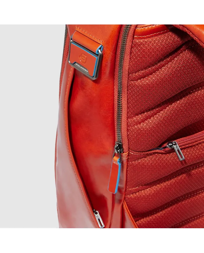 Piquadro Zaino pelle porta pc 15,6 Blue square Arancio