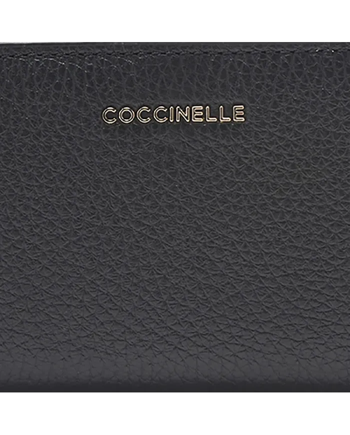 Coccinelle Portafoglio piccolo in pelle Metallic Soft Nero Coccinelle Portafoglio piccolo in pelle Metallic Soft Nero