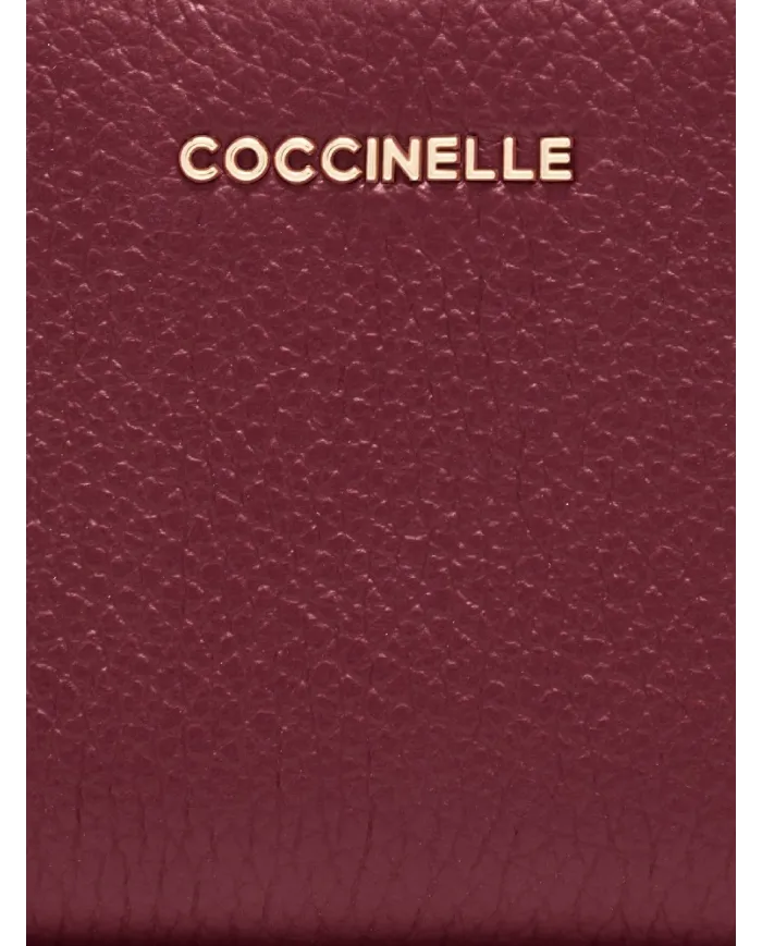 Coccinelle Portafoglio piccolo in pelle Metallic Soft Bordeaux Coccinelle Portafoglio piccolo in pelle Metallic Soft Bordeaux