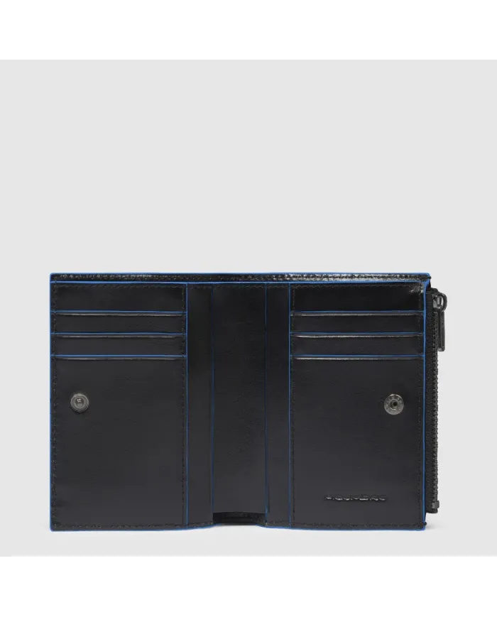 Piquadro Portafoglio verticale piccolo Blue square Nero