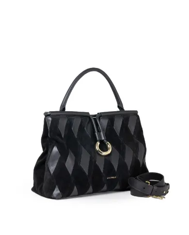 Coccinelle Borsa a mano scamosciata Lisbet Patch Nero