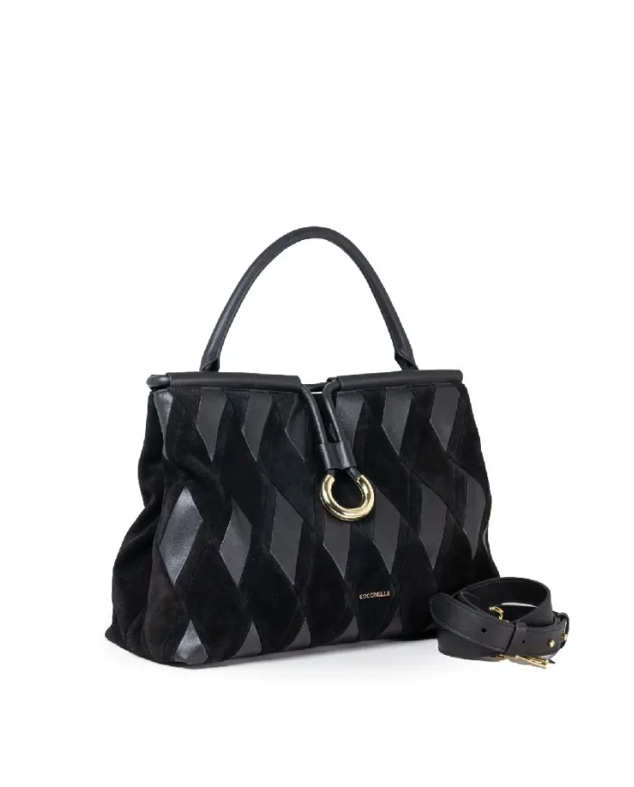 Coccinelle Borsa a mano scamosciata Lisbet Patch Nero