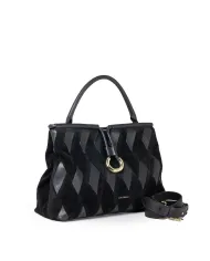 Coccinelle Borsa a mano scamosciata Lisbet Patch Nero