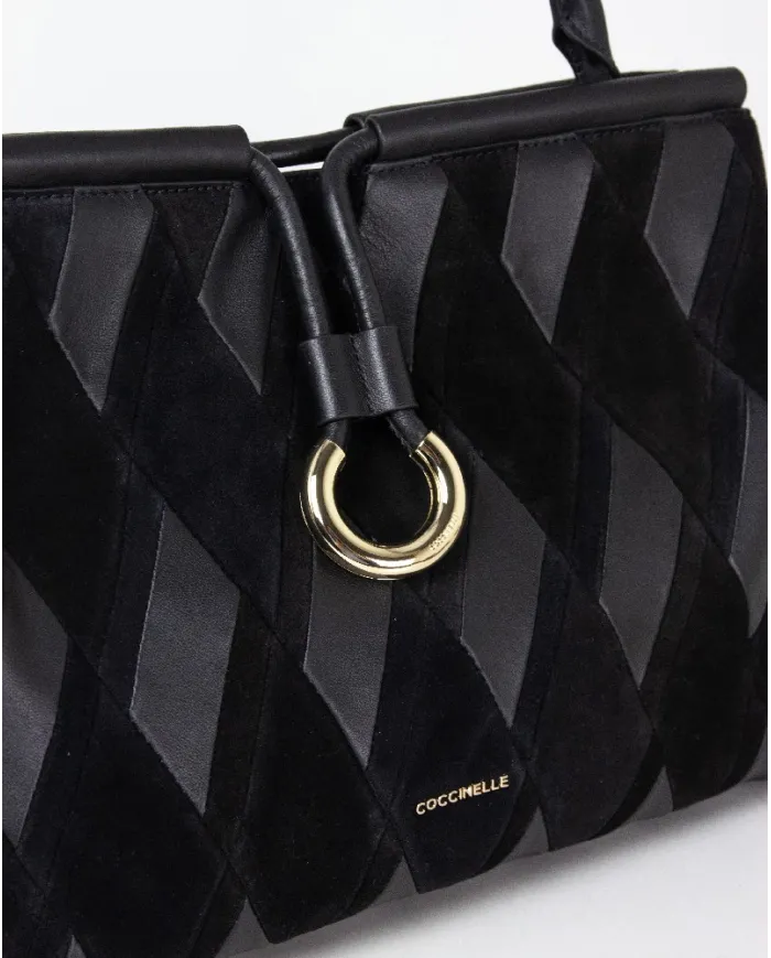 Coccinelle Borsa a mano scamosciata Lisbet Patch Nero