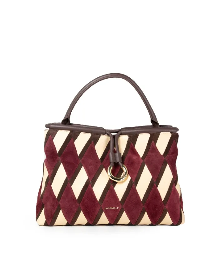 Coccinelle Borsa a mano scamosciata Lisbet Patch Bordeaux/Talpa