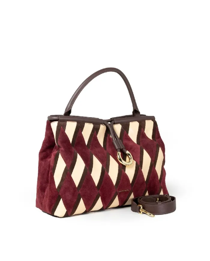 Coccinelle Borsa a mano scamosciata Lisbet Patch Bordeaux/Talpa