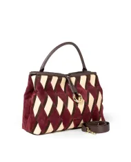 Coccinelle Borsa a mano scamosciata Lisbet Patch Bordeaux/Talpa