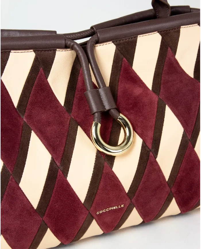 Coccinelle Borsa a mano scamosciata Lisbet Patch Bordeaux/Talpa