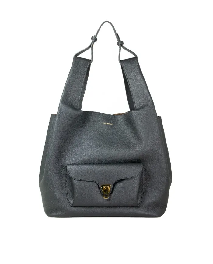 Coccinelle Borsa grande a tracolla Beat shopping Nero/Cuoio