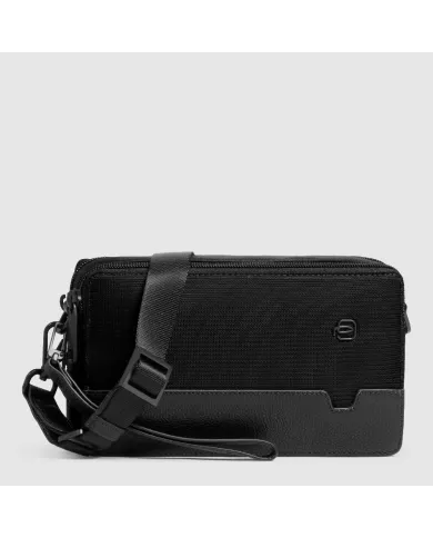 Piquadro Pochette tessuto pelle Marcel Nero