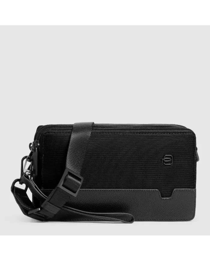 Piquadro Pochette tessuto pelle Marcel Nero