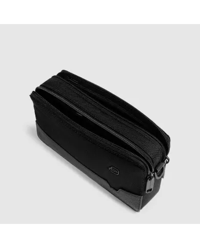 Piquadro Pochette tessuto pelle Marcel Nero