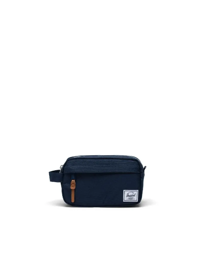 Herschel Necessaire piccolo in tessuto Chapter Blu/Cuoio
