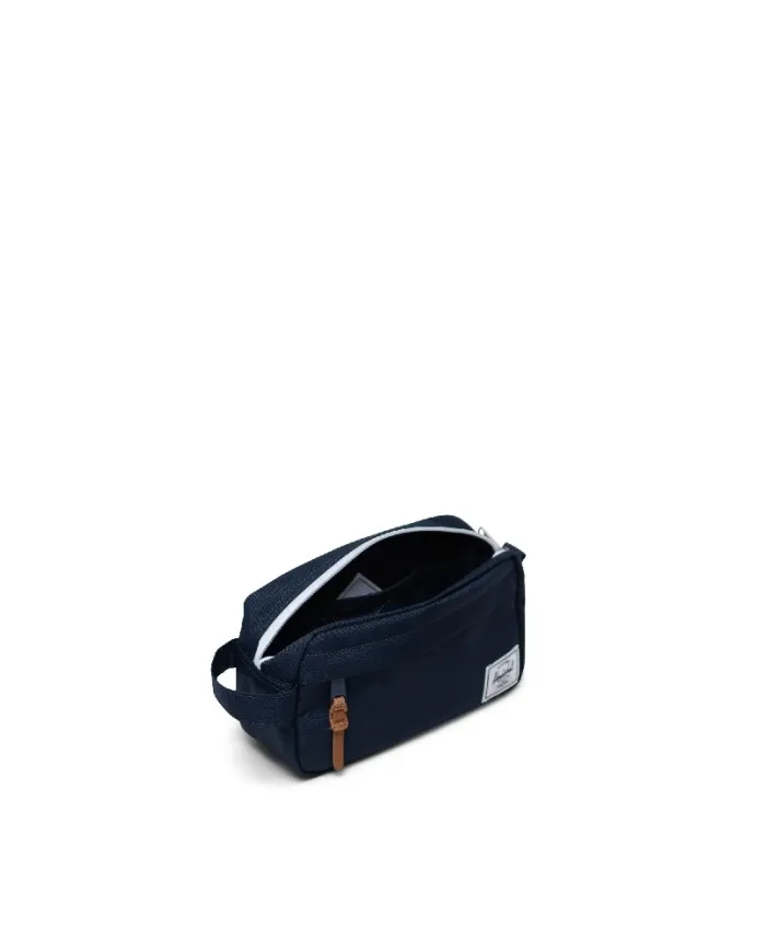 Herschel Necessaire piccolo in tessuto Chapter Blu/Cuoio