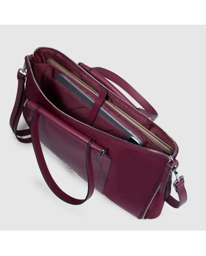 Piquadro Cartella tessuto pelle pc 15" Lyra Bordeaux