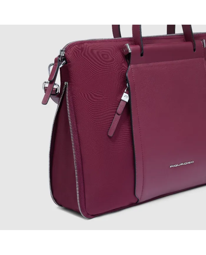 Piquadro Cartella tessuto pelle pc 15" Lyra Bordeaux