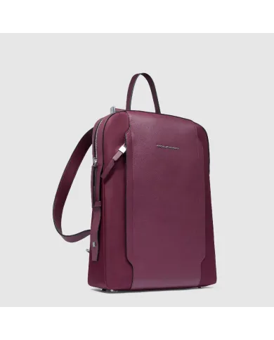 Piquadro Zaino tessuto pelle porta pc 14" Lyra Bordeaux