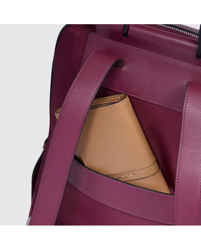 Piquadro Zaino tessuto pelle porta pc 14" Lyra Bordeaux