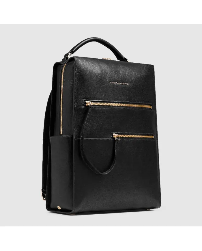 Piquadro Zaino pelle porta pc 14" Patricia Nero