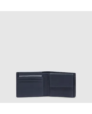 Piquadro Portafoglio piccolo tessuto pelle Marcel Blu