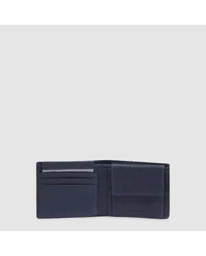 Piquadro Portafoglio piccolo tessuto pelle Marcel Blu