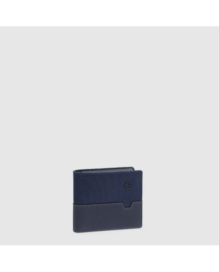 Piquadro Portafoglio piccolo tessuto pelle Marcel Blu