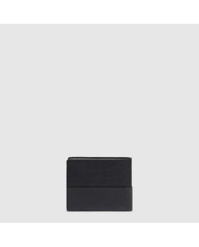 Piquadro Portafoglio piccolo tessuto pelle Marcel Nero