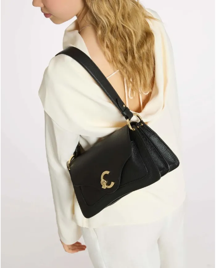 Coccinelle Borsa pelle martellata C-me medium Nero