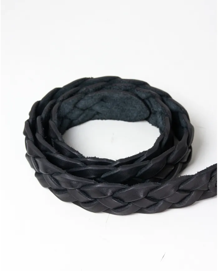 CHIARUGI Cintura uomo in pelle intrecciata Nero