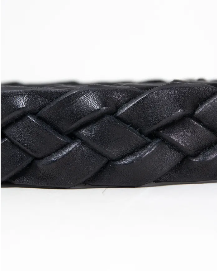 CHIARUGI Cintura uomo in pelle intrecciata Nero