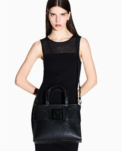 Armani Exchange Borsa a mano grande Nero