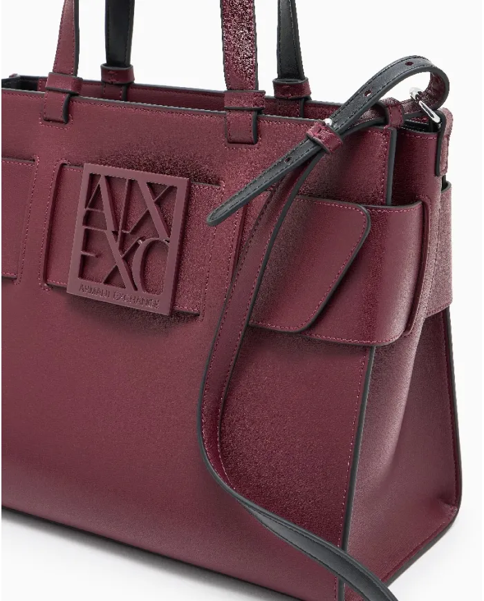 Armani Exchange Borsa a mano grande Bordeaux