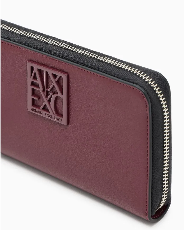 Armani Exchange Portafoglio donna con zip Bordeaux
